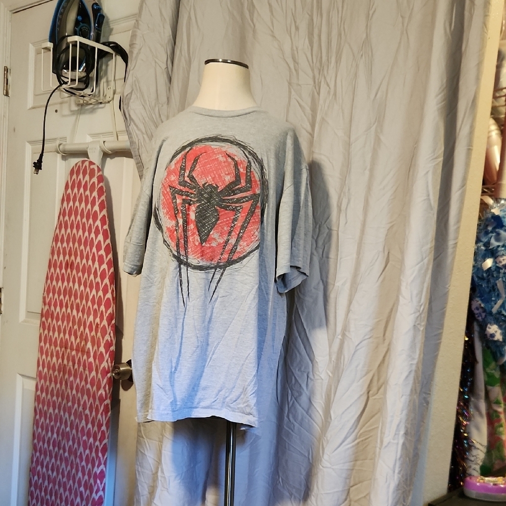 Gray T-Shirt with Red Spider Design